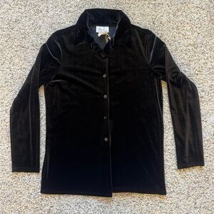 Vintage Kathie Lee Collection Black Velvet Button-Front Shirt Small